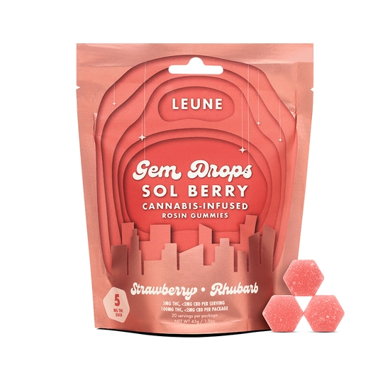 LEUNE Strawberry Rhubarb Gummies - Sol Berry Gem Drops