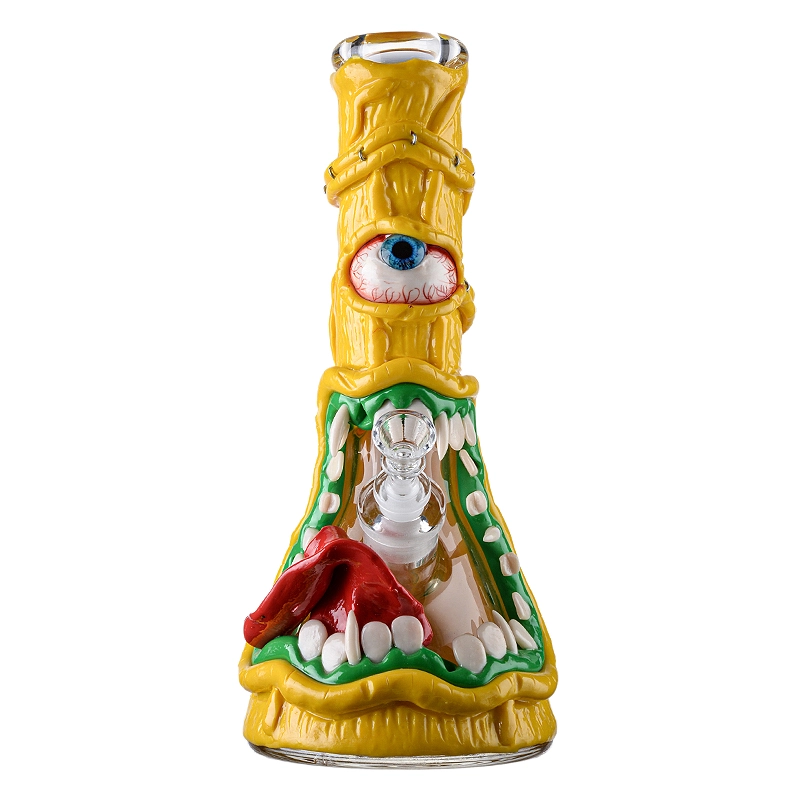Creepy Yellow Underwater Cyclops Beaker Bong Monster Dab Rig Big Thick Waterpipe W/ Ice Pinch